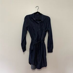 Banana Republic Dark Blue Denim Shirt Dress with Tie Waist